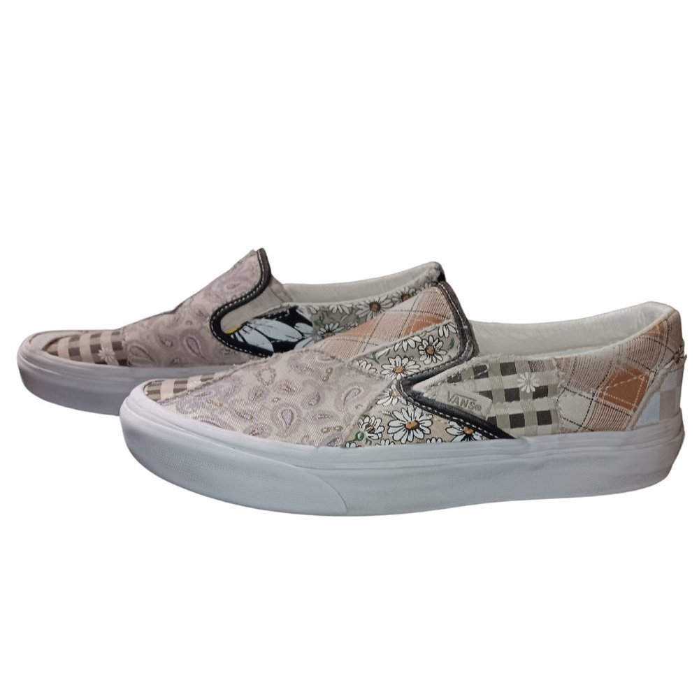 Vans Meadow Patchwork Slip On Sneakers Daisies Vans SZ 6 - Picture 3 of 8